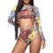 Floral Long Sleeveless Backless High-Waisted Rash Guards