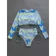 Floral Long Sleeveless Backless High-Waisted Rash Guards Floral Long Sleeveless Backless High-Waisted Rash Guards