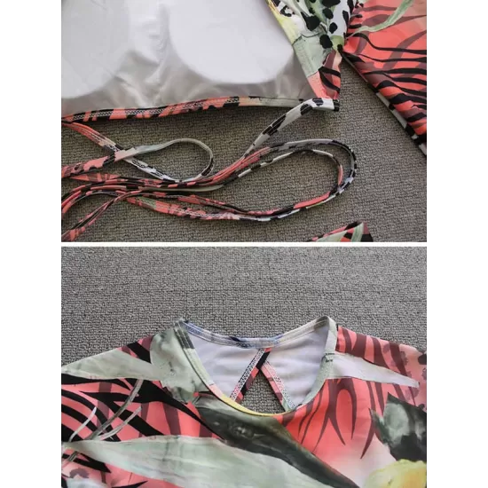 Floral Long Sleeveless Backless High-Waisted Rash Guards Floral Long Sleeveless Backless High-Waisted Rash Guards