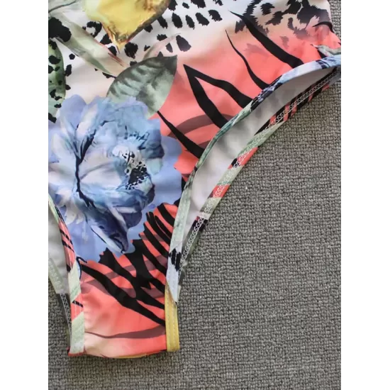 Floral Long Sleeveless Backless High-Waisted Rash Guards Floral Long Sleeveless Backless High-Waisted Rash Guards