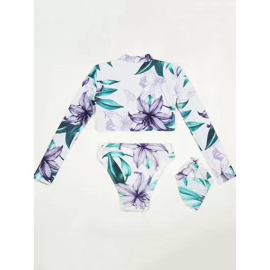 Floral Print Long Sleeve Zipper Sexy Wetsuit Floral Print Long Sleeve Zipper Sexy Wetsuit