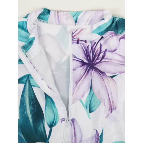 Floral Print Long Sleeve Zipper Sexy Wetsuit Floral Print Long Sleeve Zipper Sexy Wetsuit