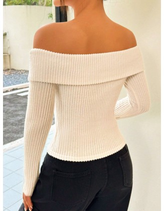 Women's sweater new party sexy hot girl word collar women's sweater