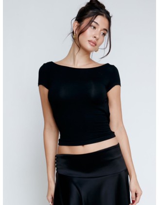 Hot slim sexy backless short umbilical street wind short sleeve T-shirt women